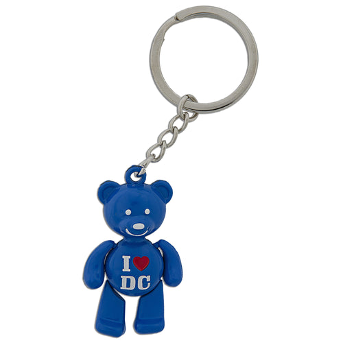 Key Ring Moving Bear Blue I Heart DC