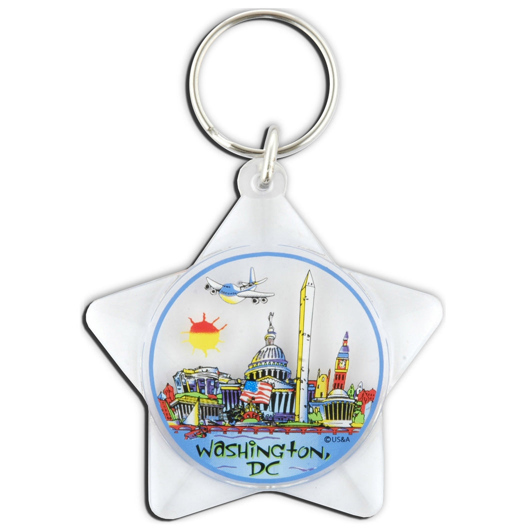 Key Ring Lucite Star DC Cityscape
