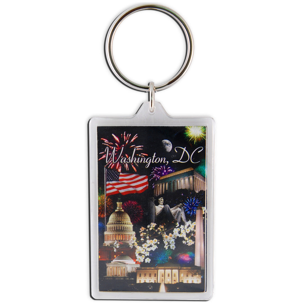 Key Ring 2x3 Lucite Washington DC Fireworks