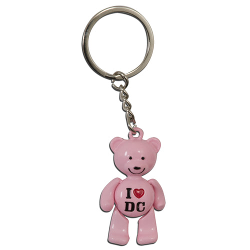 Key Ring Moving Pink Bear I Love DC