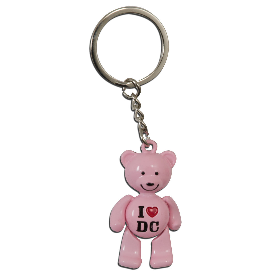 Key Ring Moving Pink Bear I Love DC