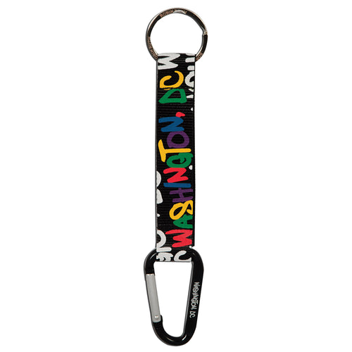 Key Ring Clip Washington DC NEON Black Multi