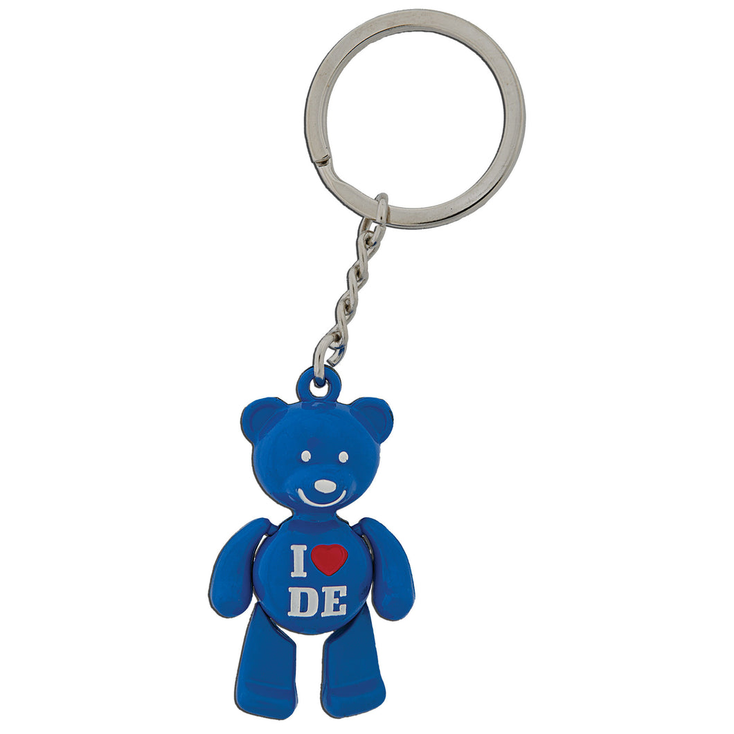 Key Ring Moving Bear Blue I Heart DE