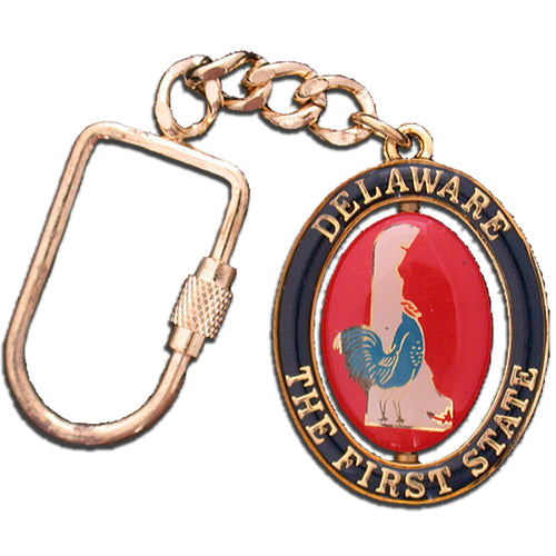 Key Ring Rotating Map Hen Delaware