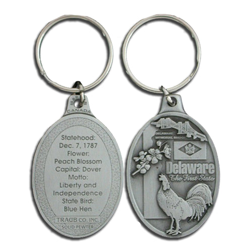 Key Ring Pewter Oval Delaware
