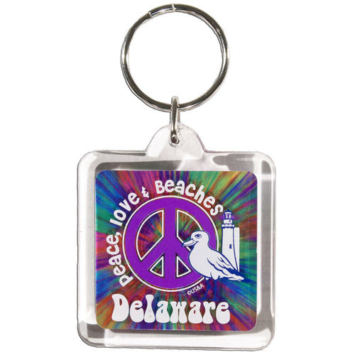 Key Ring Tie Dye Lucite Delaware Peace