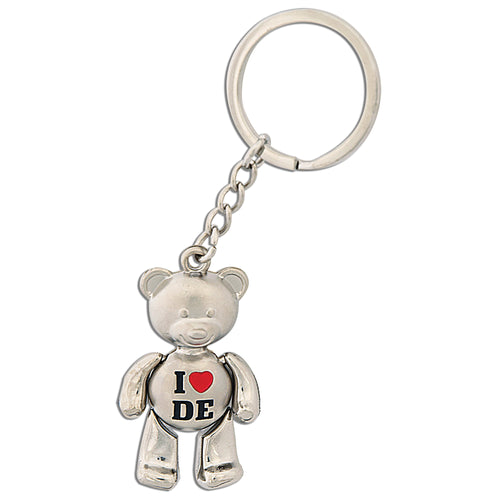Key Ring Moving Bear Silver I Heart DE