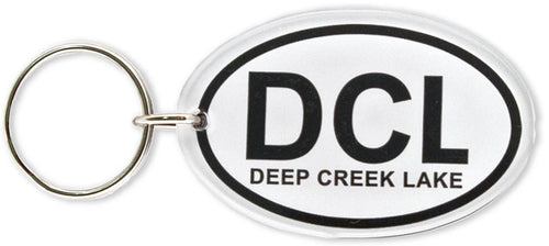 Key Ring Thick Lucite Oval DCL Deep Creek Lake