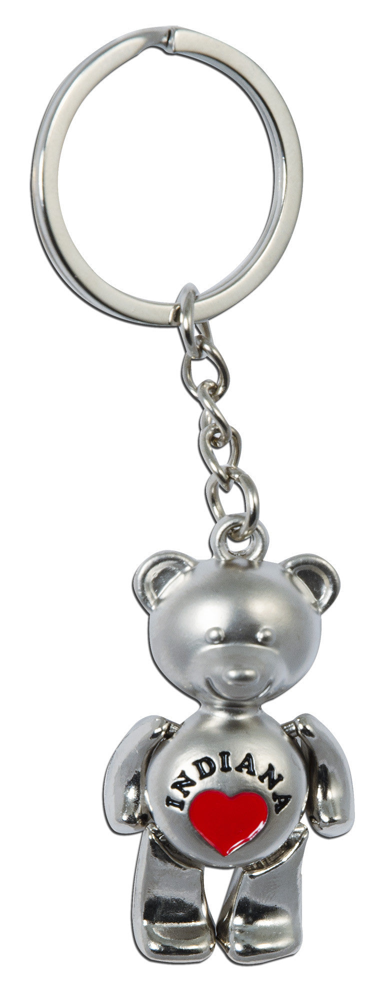 Silver Bear Key Ring has Heart for Indiana