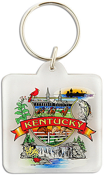 Key Ring Lucite Square Kentucky Montage