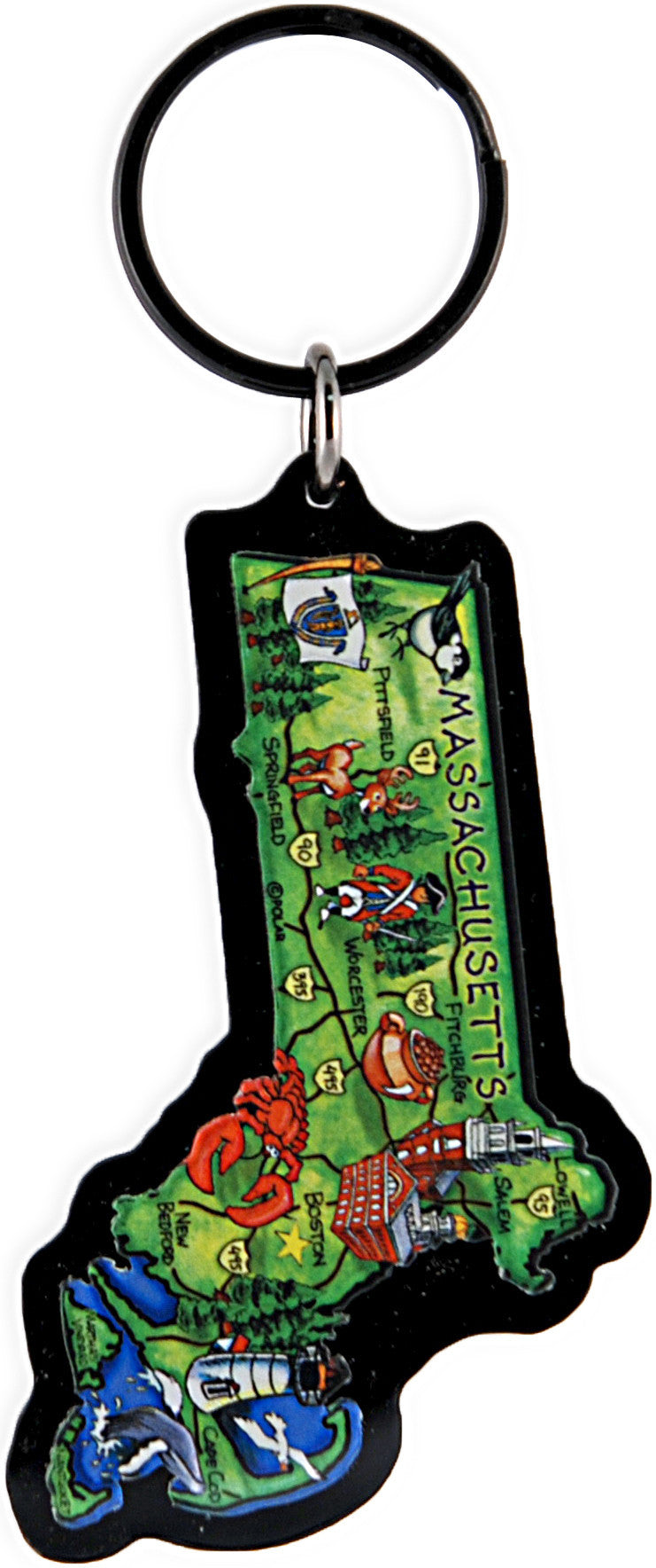Key Ring Acrylic Map Massachusetts