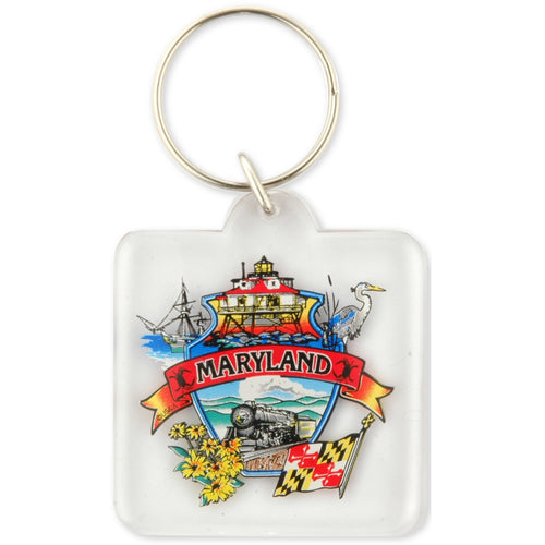 Key Ring LG Lucite Square Maryland Montage