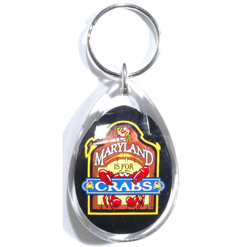 Key Ring Lucite Teardrop MD is for Crabs