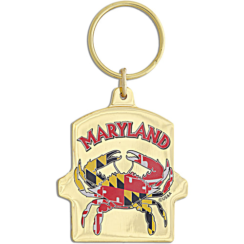 Key Ring Brass Plaque Maryland CrabFlag