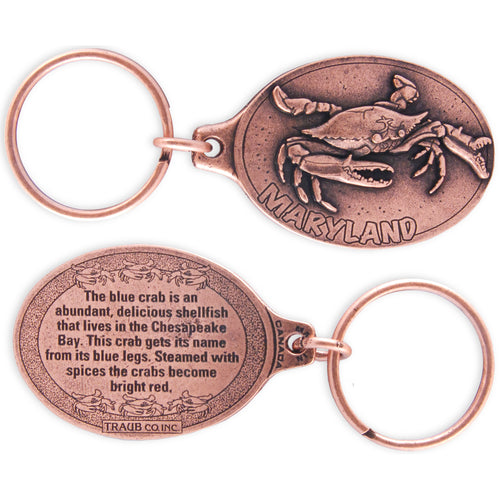Key Ring Antique Copper Md Blue Crab