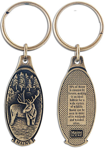Key Ring Antique Brass Maine Moose