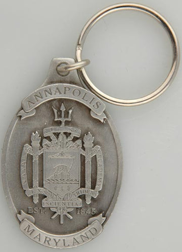 Key Ring Pewter Oval USNA