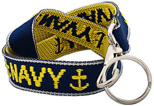 Key Ring Lanyard with Anchor Navy Blue