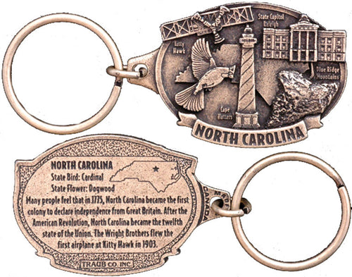 Key Ring Antique Brass North Carolina