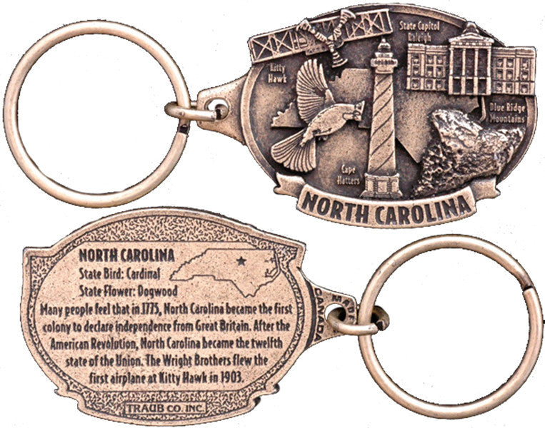 Key Ring Antique Brass North Carolina
