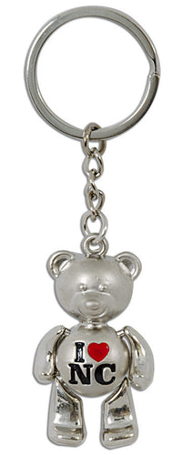 Key Ring Moving Bear SILVER I Heart NC