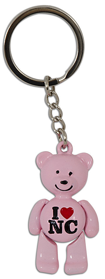Key Ring Moving Bear PINK I Heart NC