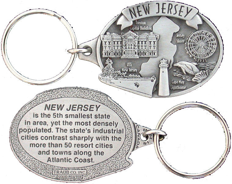 Key Ring Pewter New Jersey Map