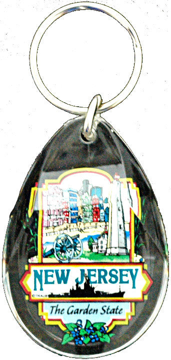 Key Ring Lucite Teardrop New Jersey Montage