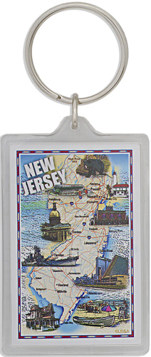 Key Ring Lucite 2x3 New Jersey Map