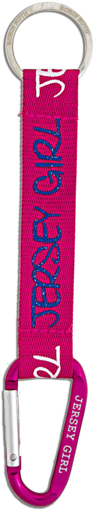 Key Ring Clip Jersey Girl All Around Fushcia White Blue