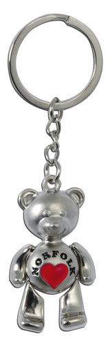 Heart for Norfolk Silver Bear Key Ring