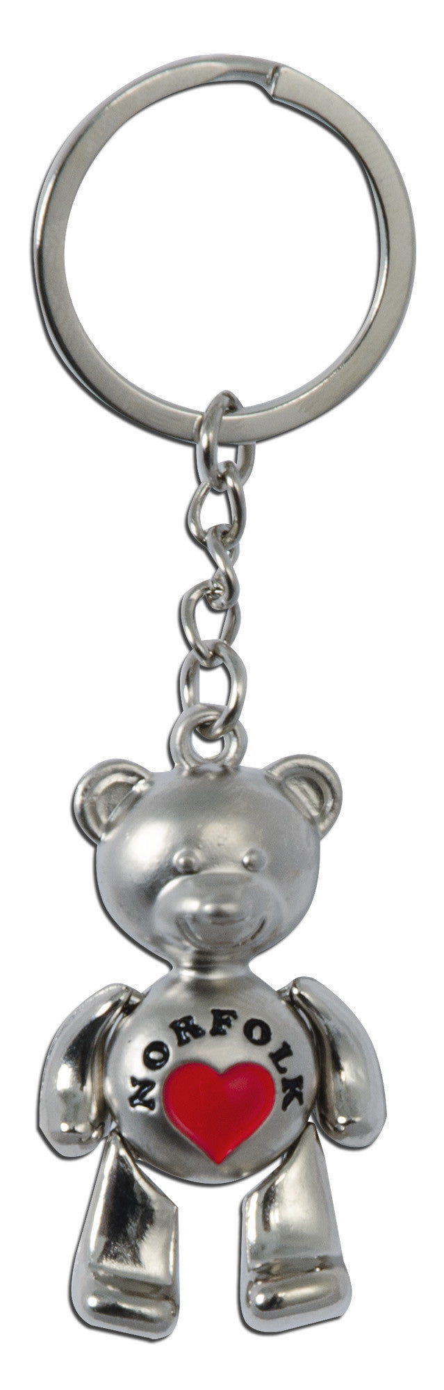 Heart for Norfolk Silver Bear Key Ring