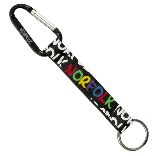 KRNV08 Key Ring with Clip - Norfolk Virginia NEON BLACK/MULTI