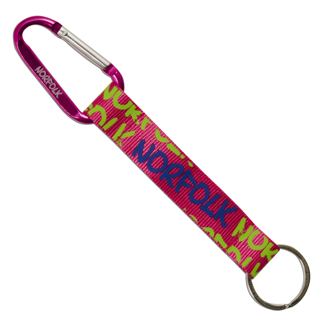 KRNV09 Key Ring with Clip - Norfolk Virginia NEON FUCHSIA/YELLOW/BLUE