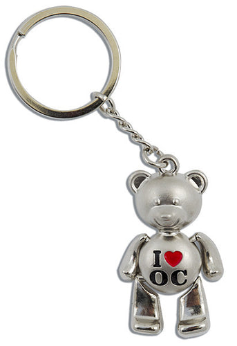 Key Ring Moving Bear Silver I Heart OC