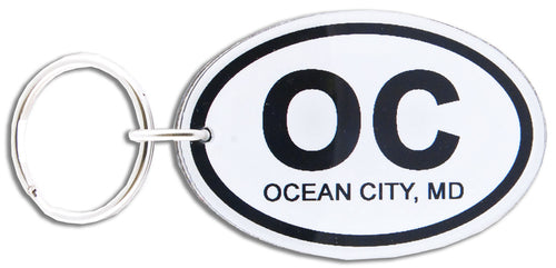 Key Ring Thick Lucite Ocean City Euro Oval