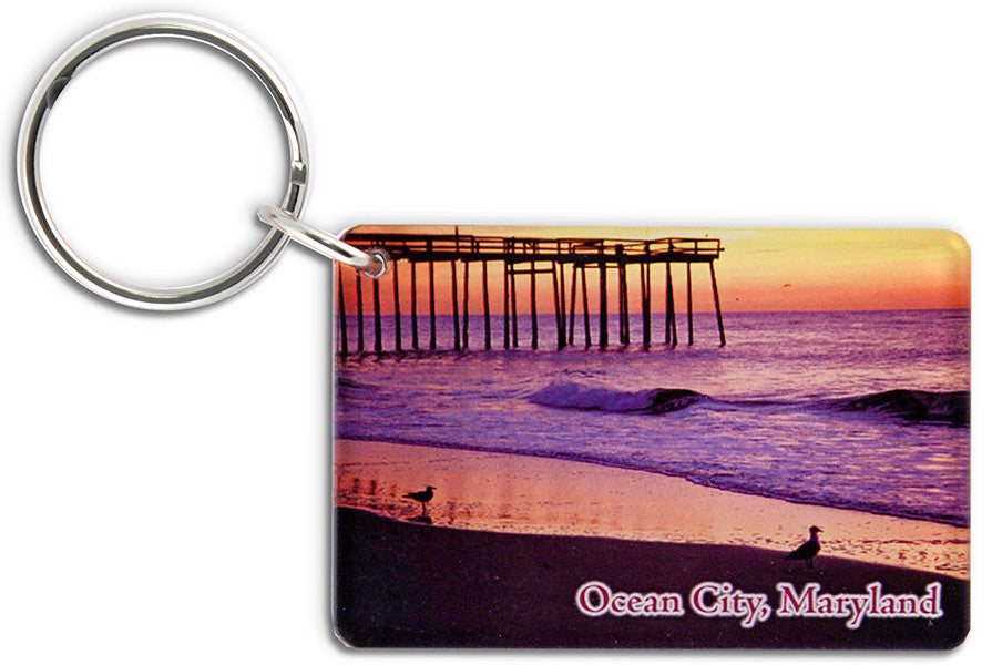 Key Ring Thick Lucite OC Pier Orange