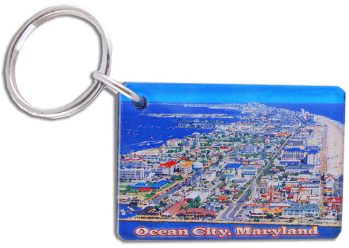Key Ring Thick Lucite OC Beach Aerial