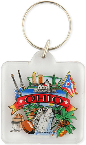 Key Ring Lucite Square Ohio Montage
