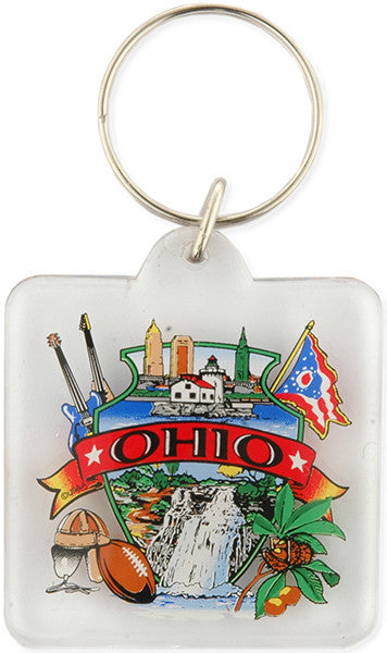 Key Ring Lucite Square Ohio Montage