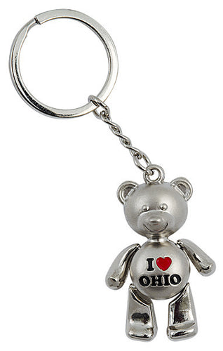 Key Ring Moving Bear Silver I Heart Ohio