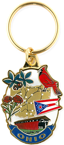 Key Ring Color-Filled Ohio Map Symbols