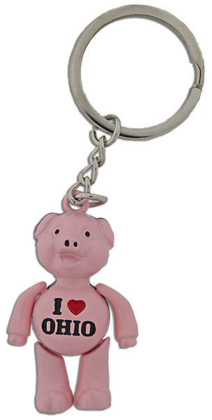 Key Ring Moving Pink Pig I Heart Ohio