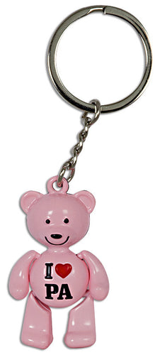 Key Ring Moving PINK Bear I Heart PA