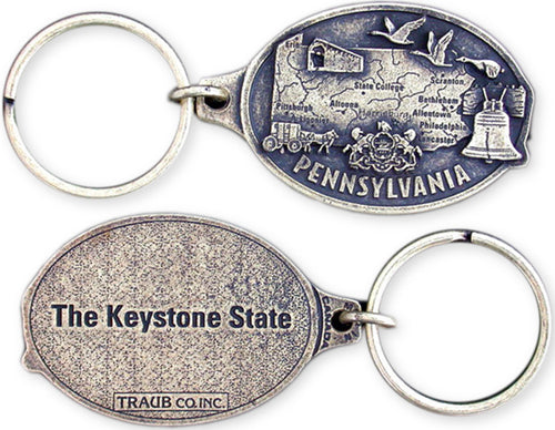 Key Ring Antique Brass Pennsylvania Map