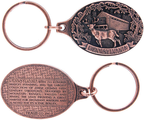 Key Ring Antique Copper Pennsylvania Deer Bridge