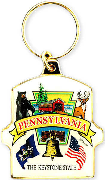 Key Ring Brass Plaque Pennsylvania Keystone