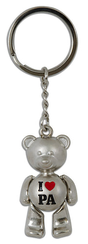 Key Ring Moving Bear Silver I Heart PA