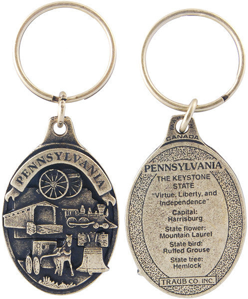 Key Ring Antique Brass Pennsylvania Symbols