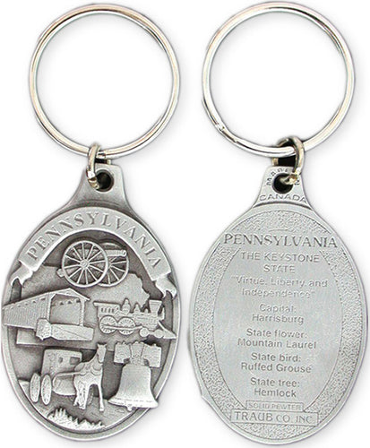 Key Ring Pewter Oval Pennsylvania Symbols